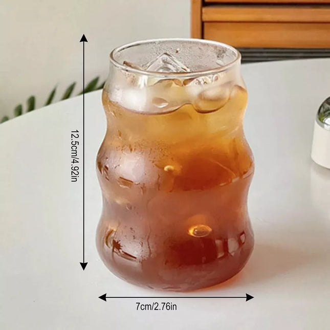 Tasse à café et à boissons en verre borosilicaté à haute teneur en eau - Gobelet multi-usages à motif ondulé