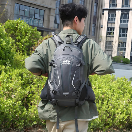 Mochila para acampar al aire libre resistente al agua con banda reflectante