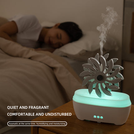 Humidificador de rueda de agua y difusor de aceites esenciales con lámpara LED de 7 colores