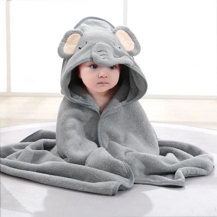 Soft & Adorable Cartoon Animal Hooded Baby Towel - Warm, Cozy Cotton Bathrobe for Newborns & Toddlers - Wnkrs