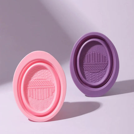 Nettoyeur de pinceaux de maquillage en silicone et bol de lavage pliable