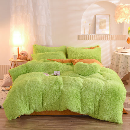 Luxury Thick Fleece Duvet Cover Queen King Winter Warm Bed Quilt Cover Pillowcase Fluffy Plush Shaggy Bedclothes Bedding Set Winter Body Keep Warm - Wnkrs