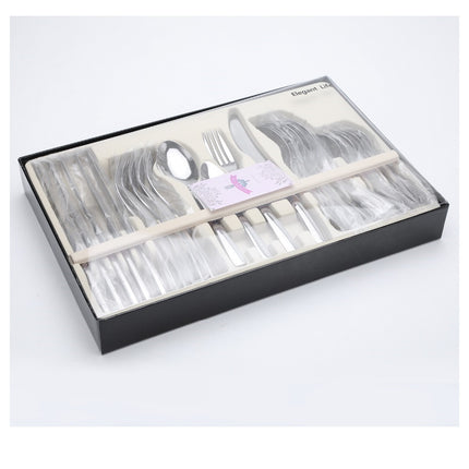 24 PCS Flatware Set Cutlery Dinnerware Spoon Knives Gift Box - Wnkrs