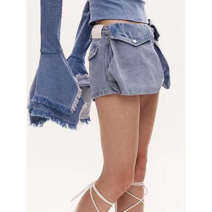 Short en jean taille basse chic