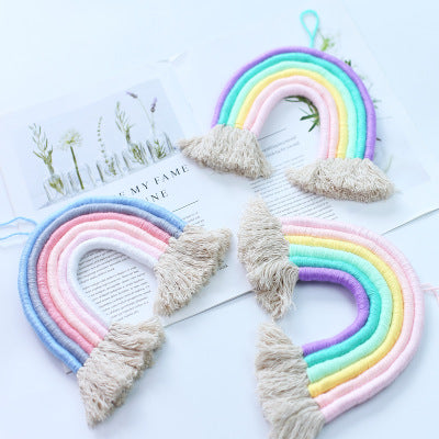 Colorful tapestry rainbow hand-woven hanging tassels - Wnkrs