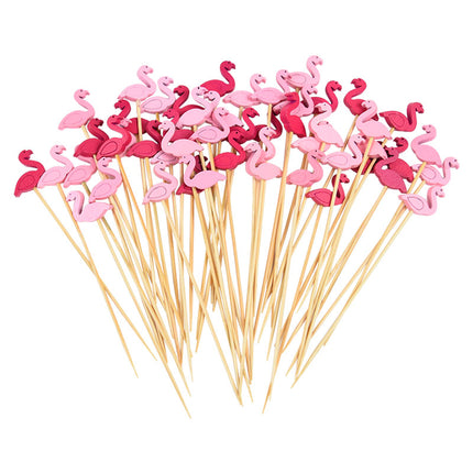 100 piezas de palillos decorativos de flamencos para decoración de bodas y fiestas de verano