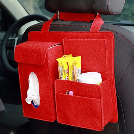 Multi-Pocket Felt Car Seat Organizer - Space-Saving Travel Storage Bag - Wnkrs