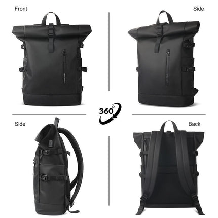 Expandable Waterproof Roll-Top Laptop Backpack