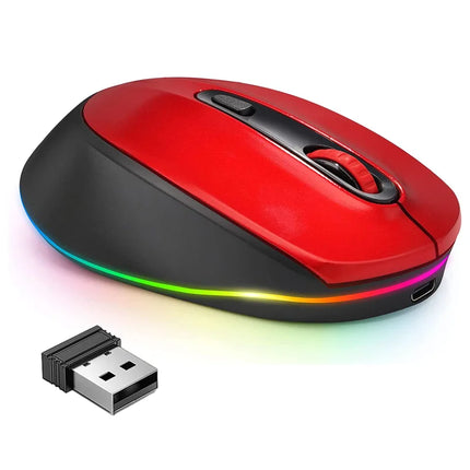 Wireless Rechargeable Mouse with LED Rainbow Lights