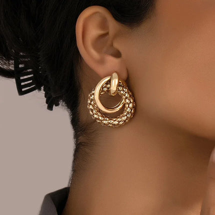 Gold Metal Twist Dangle Earrings for Women