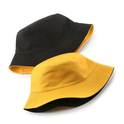 Chapeau bob réversible classique en coton noir – Casquette de soleil décontractée pour les aventures en plein air