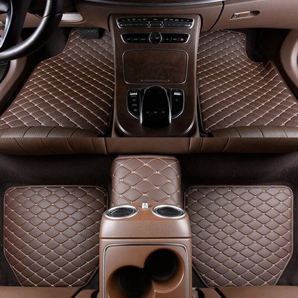 Universal Luxe Leather Car Floor Mats - Waterproof & Scratch-Resistant 5Pc Set - Wnkrs