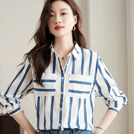 Women's Striped Chiffon Blouse