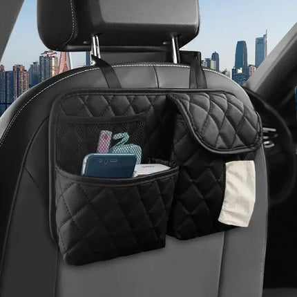 Luxury Leather Car Seat Back Organizer with Phone and Umbrella Holder - Wnkrs