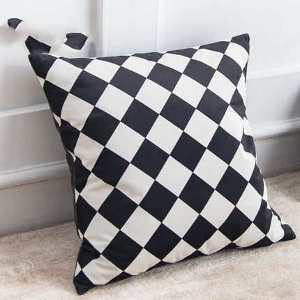 Simple And Modern Black And White Velvet Surface Geometric Pillow - Wnkrs