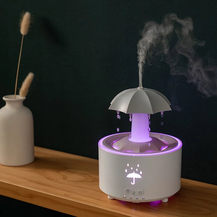 Humidificateur d'aromathérapie créatif rotatif en forme de goutte de pluie - Brume nuageuse colorée