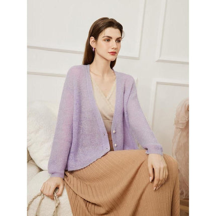 Cardigan douillet en mélange de mohair et de laine pour femme