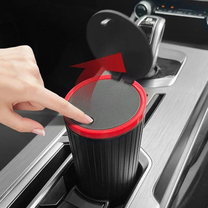 Compact Car Trash Can with Click-Open Cover - Wnkrs