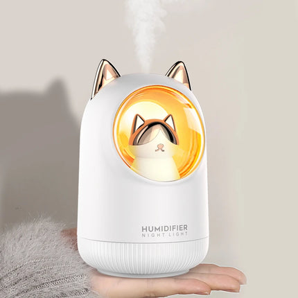 Humidificador y difusor de aromaterapia USB Lovely Kitty con luz nocturna