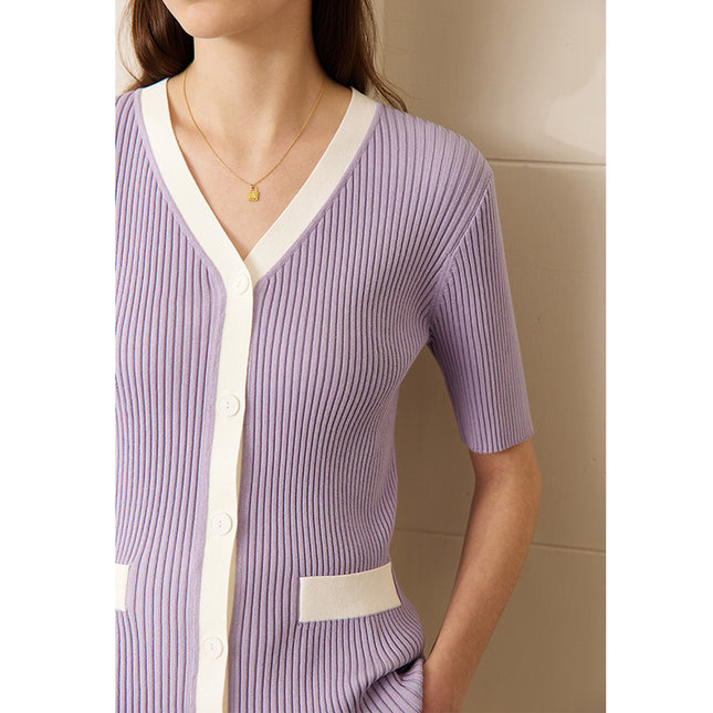 Cardigan tricoté élégant à col en V pour femme