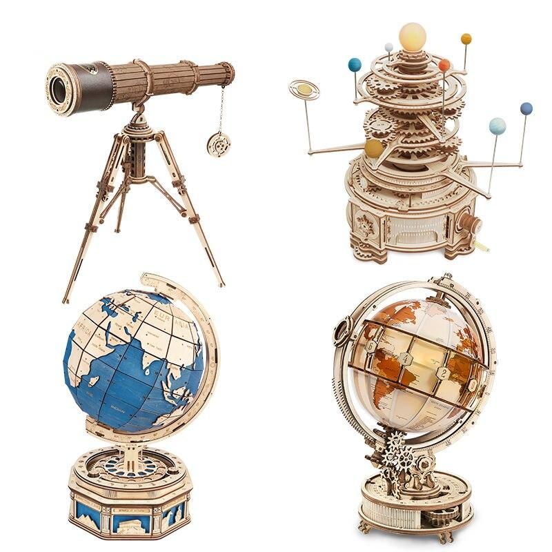 3D Wooden Puzzle Telescope and Orrery Model Kits