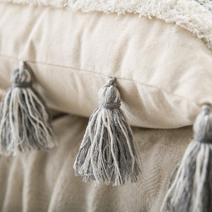 Housse de coussin de canapé touffetée Boho Chic avec pompons