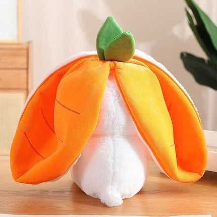 Charming Strawberry Carrot Rabbit Plush Toy - Transformable Fruit to Bunny Stuffed Doll - Wnkrs