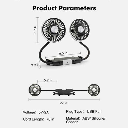 Ventilador USB de manguera de doble cabezal para verano