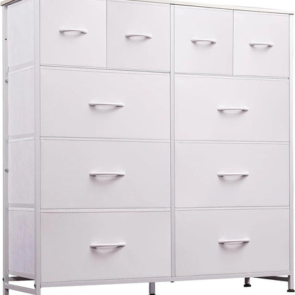 Modern White Storage Dresser with 10 Deep Drawers for Versatile Use - Wnkrs