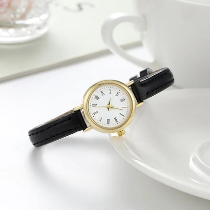 Montre-bracelet élégante en cuir à quartz pour femme – Design minimaliste classique