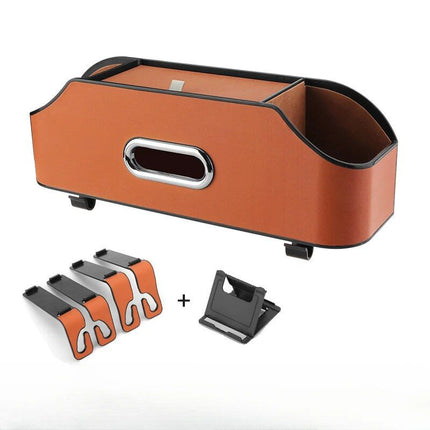 Leather Multi-Use Car Storage Box with Tissue Holder & Phone Stand - Wnkrs