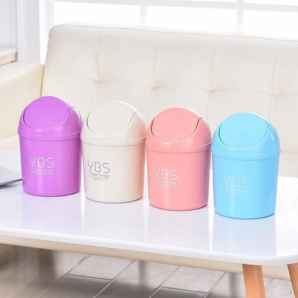 Compact Rolling Lid Mini Trash Bin - Portable Garbage Can for Car & Desk - Wnkrs