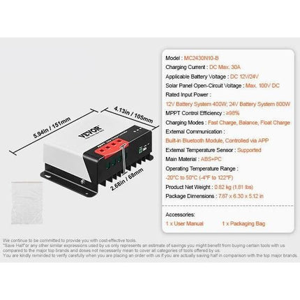 High-Efficiency MPPT Solar Charge Controller with Bluetooth - Wnkrs