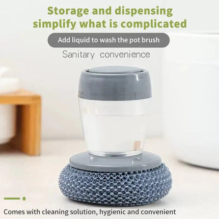 2-in-1 Kitchen Cleaning Brush with Soap Dispenser and Stainless Steel Scourer - Wnkrs