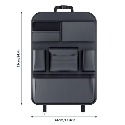 High-Capacity Leather Car Storage Organizer for Backseat & Trunk - Black - Wnkrs