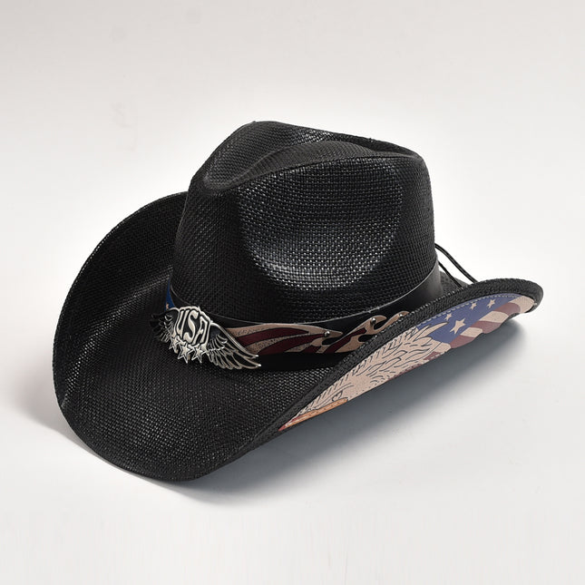 Chapeau de cowboy western en paille élégant pour hommes et femmes