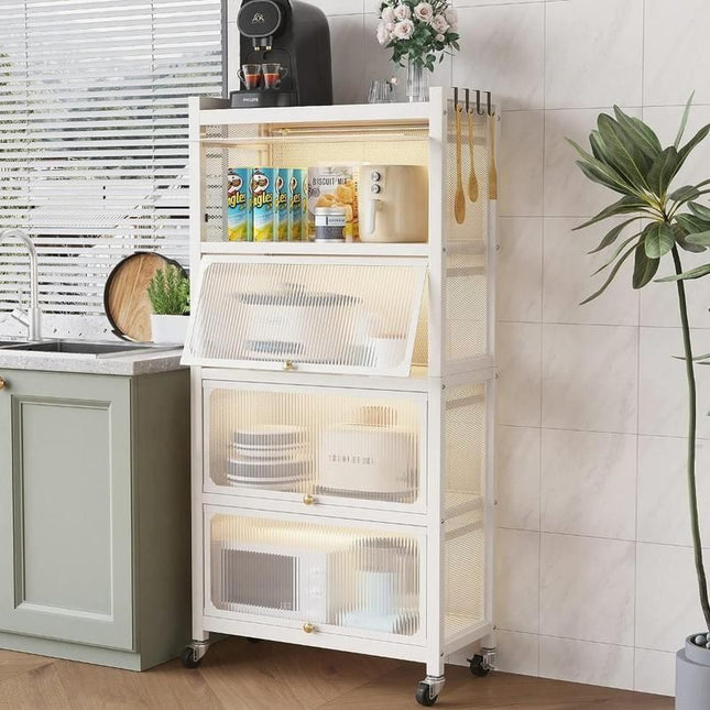 5-Tier Pantry Storage Cabinet with Clamshell Door - Wnkrs