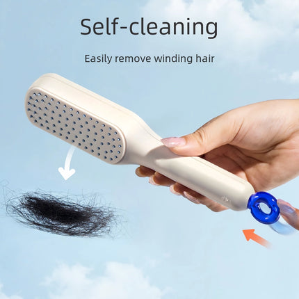 Brosse à cheveux de massage antistatique autonettoyante