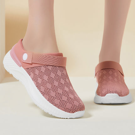 Sandalias de malla para mujer, zapatillas transpirables de verano, zapatillas de un solo paso con punta redonda y medio deslizamiento