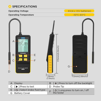 Advanced Brake Fluid Tester with Multi-Mode Detection and LED Display - Wnkrs