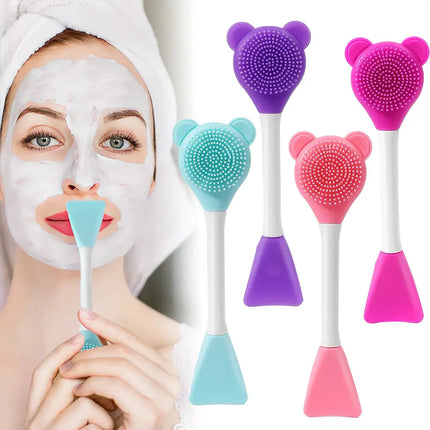 Double Sided Silicone Bear Face Mask Brush - Reusable Skin Care Tool