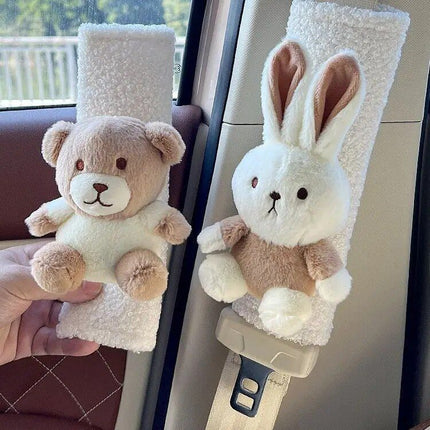 Plush Doll Rabbit Bear Car Seat Belt Shoulder Cover - Wnkrs