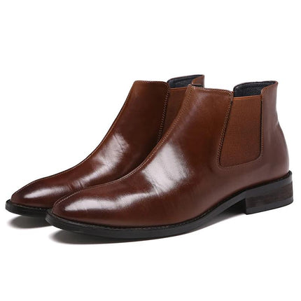 Bottines Chelsea en cuir à bout pointu pour hommes de style britannique