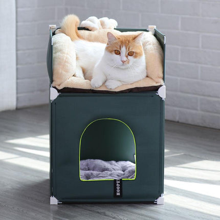 Cama extraíble de lujo para mascotas y caseta doble para gatos