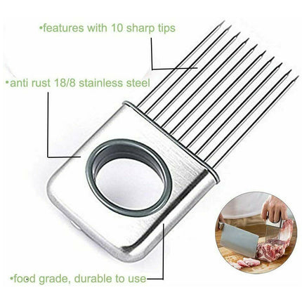 Onion Holder Slicer Vegetable tools Tomato Cutter Stainless Steel Kitchen Gadget - Wnkrs