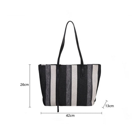 Striped Canvas Tote Bag