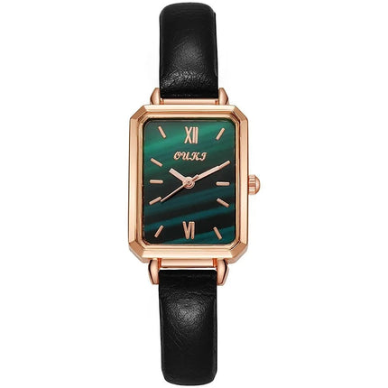 Elegant Square Dial Women's Watch with Leather Strap