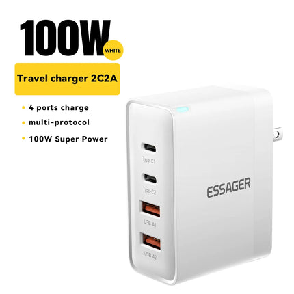 100W USB-C Fast Charger with 4 Ports for Laptops & Phones