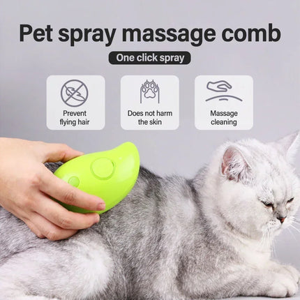 Peigne de toilettage 3 en 1 pour animaux de compagnie : massage par pulvérisation électrique et épilation pour chats et chiens - Chargement USB