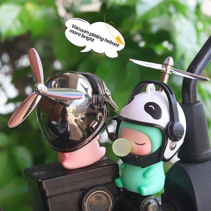 Cute Cartoon Motorcycle Bicycle Ornament with Helmet & Propeller - Wnkrs